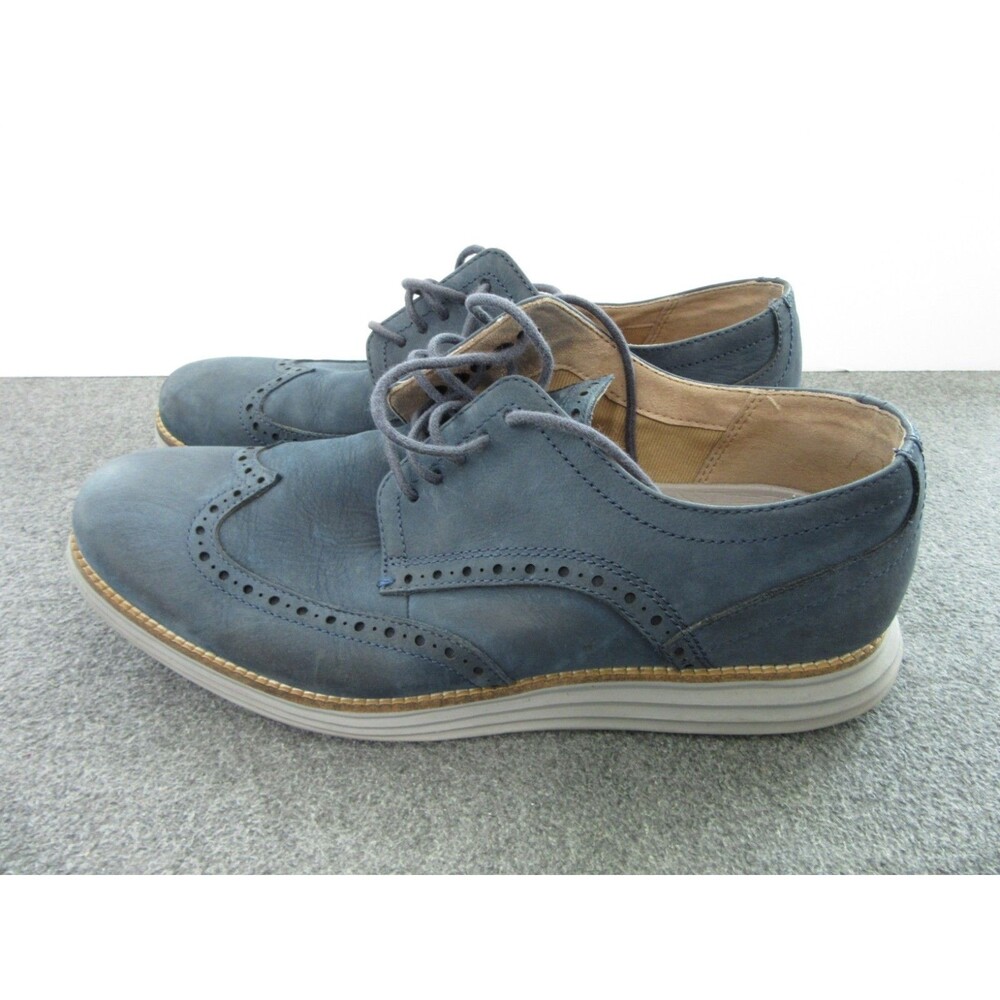 Cole Haan Shoes Mens 9.5 M Blue Suede Grand OS Oxford Wingtip Casual C26473